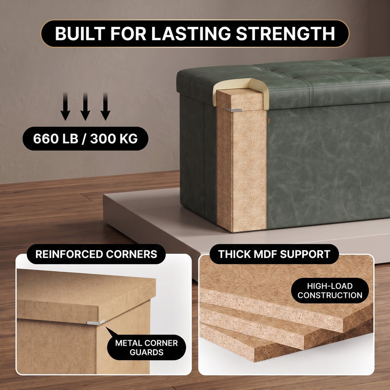 BENCH WITH STORAGE – FOLDING OTTOMAN WITH PADDED SEAT - 6