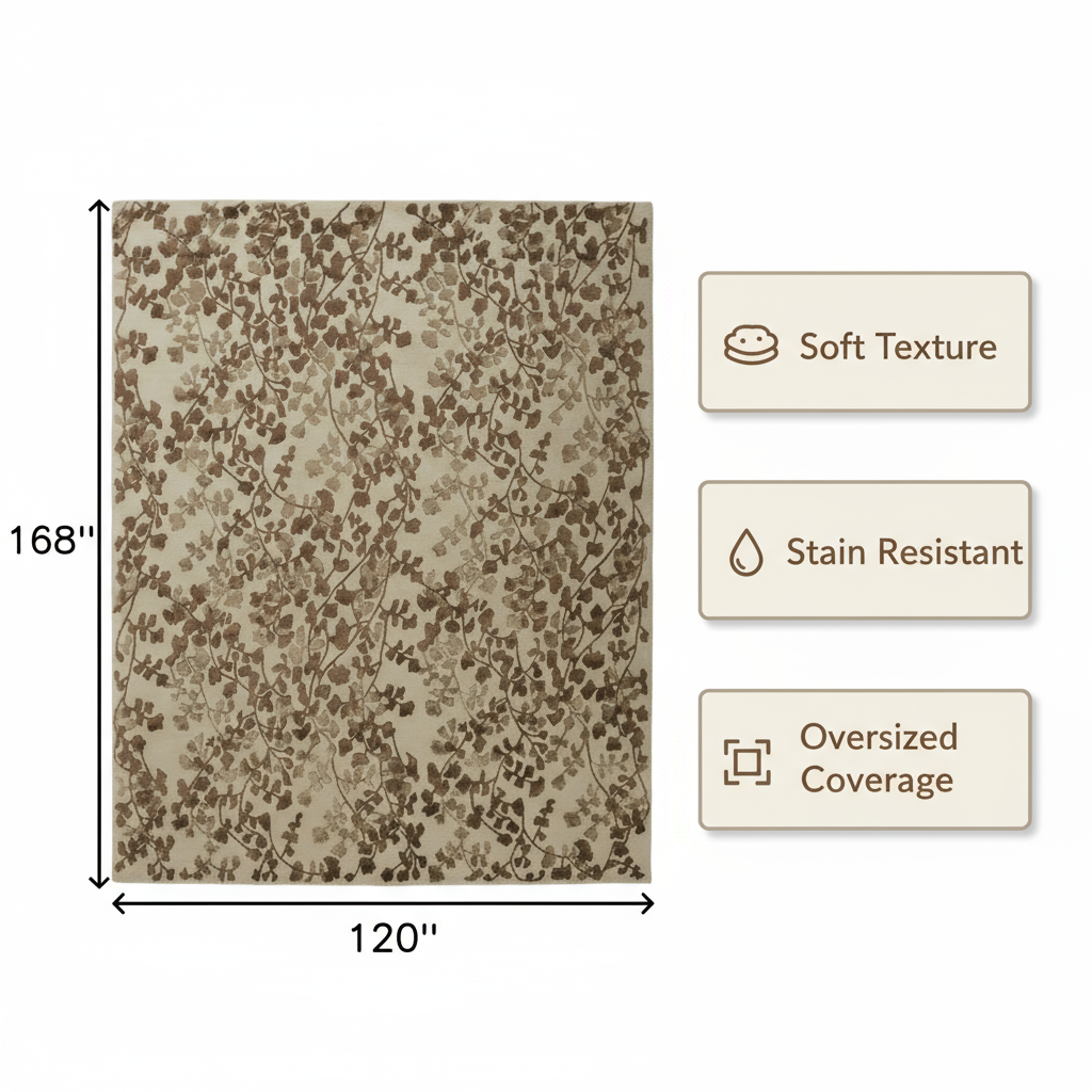 10' X 14' Taupe and Brown Floral Hand Tufted Area Rug