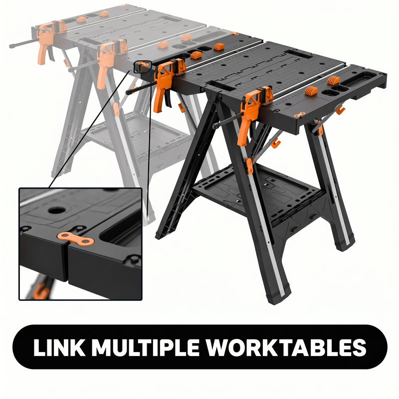 Portable Workbench & Folding Sawhorse – 2-in-1 Work Table - 6
