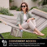 Outdoor Double Hammock with Stand for 2 – Heavy Duty Steel Frame, Pillow Included - 6