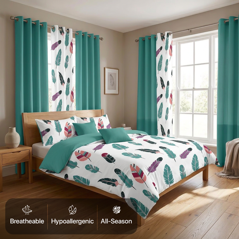 Floral Bedding Set – 9-Piece Bed in a Bag with Curtains - 6