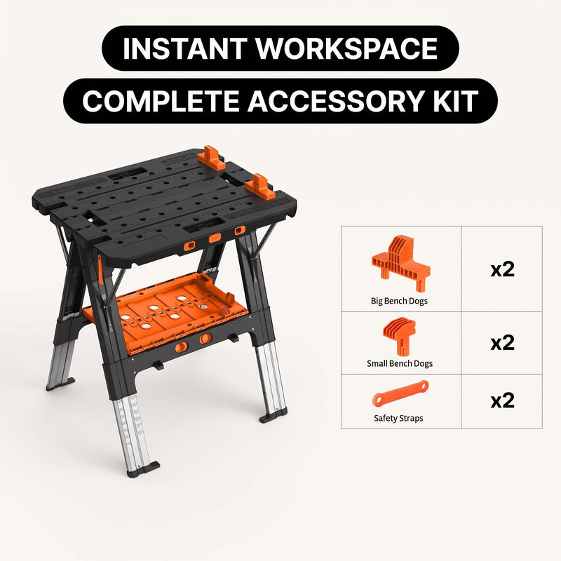 Portable Workbench & Folding Sawhorse – 2-in-1 Work Table - 6