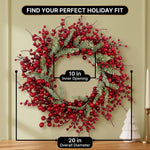 CHRISTMAS BERRY WREATH FOR FRONT DOOR – WINTER PINE HOLIDAY DÉCOR - 6