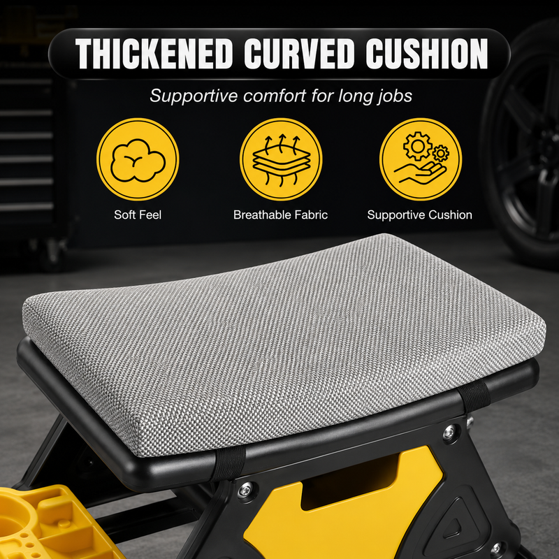 Mobile Mechanic Toolbox Seat with Drawers - Rolling Mechanic Stool with Sliding Tool Tray, Shop Stool with Wheels for Garage & Workshop, Auto Repair - 6