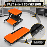 2-in-1 Convertible Z-Creeper Seat - Rolling Mechanic Creeper with Wheels, Under Dash Creeper & Garage Chair for Auto Repair, Low Profile Roller Seat - 6