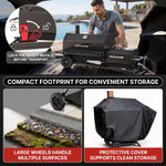 Portable Charcoal Grill with Smoking Function, Foldable Suitcase Design with Wheels, Multi-Tier Storage Rack & Waterproof Cover for Outdoor BBQ Parties - 6