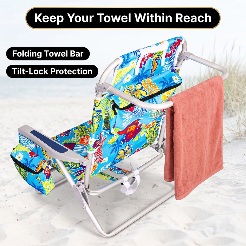 Backpack Beach Chair 2 Pack – Reclining Aluminum, 300 - 500 lbs - 6