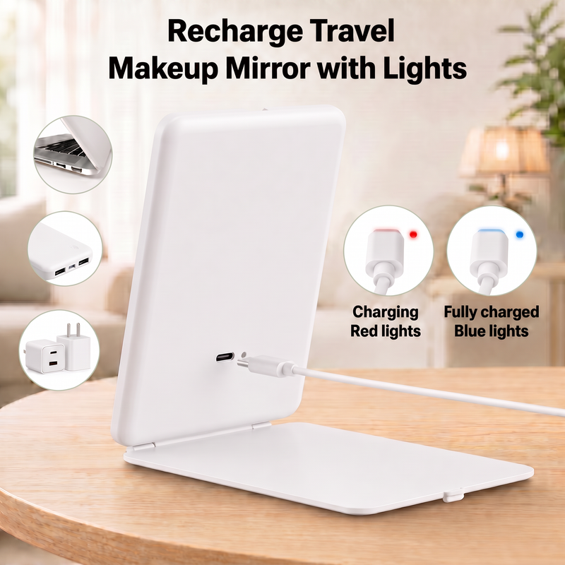 Portable LED Makeup Mirror – Rechargeable, Adjustable Brightness, Compact & Travel-Friendly - 6