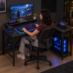 L-Shaped Gaming Desk with LED Lights & Power Outlets - 6   