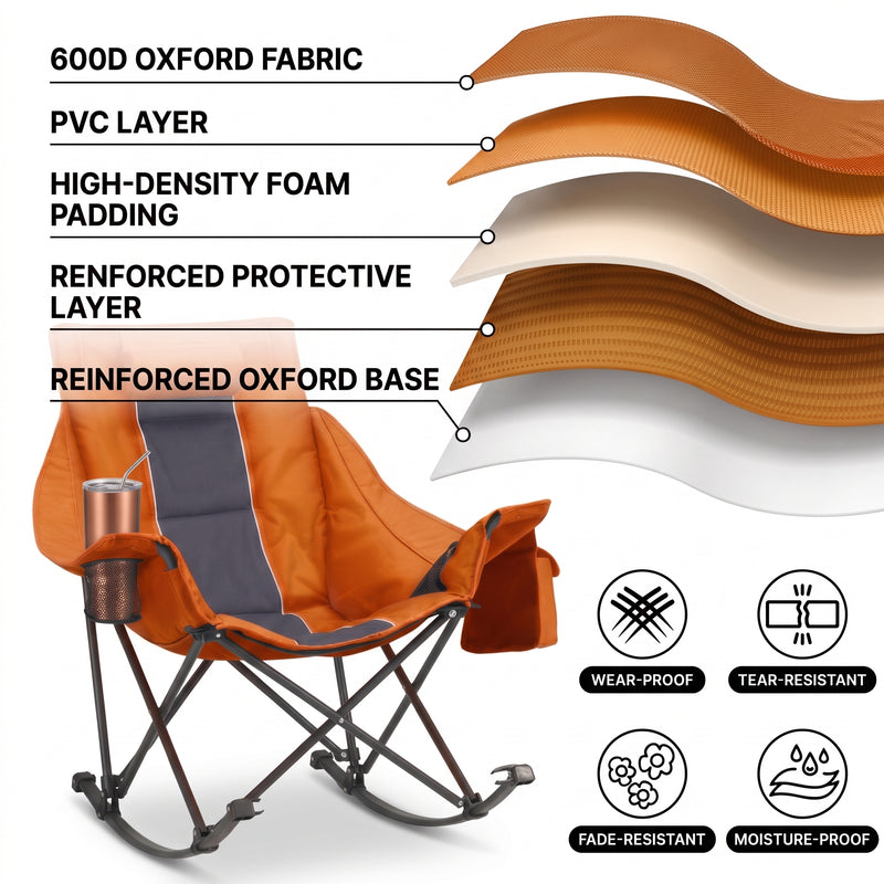 Oversized Folding Rocking Camping Chair with Padded Headrest - 6