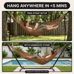 Handwoven Mayan Rope Double Hammock with Tree Straps, Carabiners & Carry Bag - 6