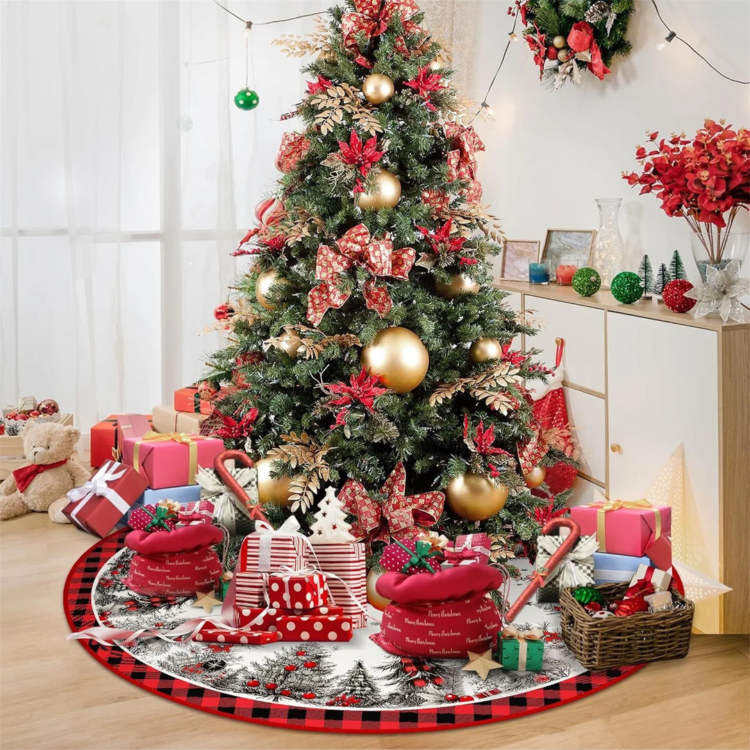 Christmas Tree Skirt Xmas Tree Snowflake Soft Rustic Plush Tree Skirt For Christmas Tree Indoor Outdoor Holiday Decor Christmas