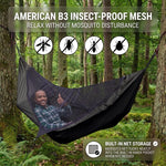 2-Person Camping Hammock with Mosquito Net & Rain Fly – Portable Outdoor Hammock Set (500lbs Capacity) - 6