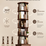 Rotating Bookshelf Tower – 360° Spinning Bookcase | 5 & 6-Tier, Solid Wood & MDF - 6