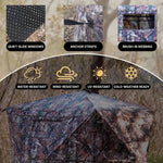 SucceBuy Hunting Blind, 270° & 360° See Through Ground Blind, 2-3 Person / 3-4 Person Pop Up Deer Blind for Hunting with Carrying Bag, Portable Tent - 6