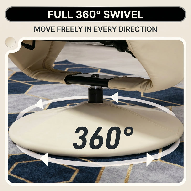 Manual Swivel Recliner with Ottoman, Massage & Heat - 6