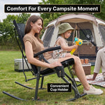 High Back Folding Rocking Camping Chair – Oversized Portable Outdoor Rocker with Cup Holder, Carry Bag & Heavy-Duty Steel Frame - 6