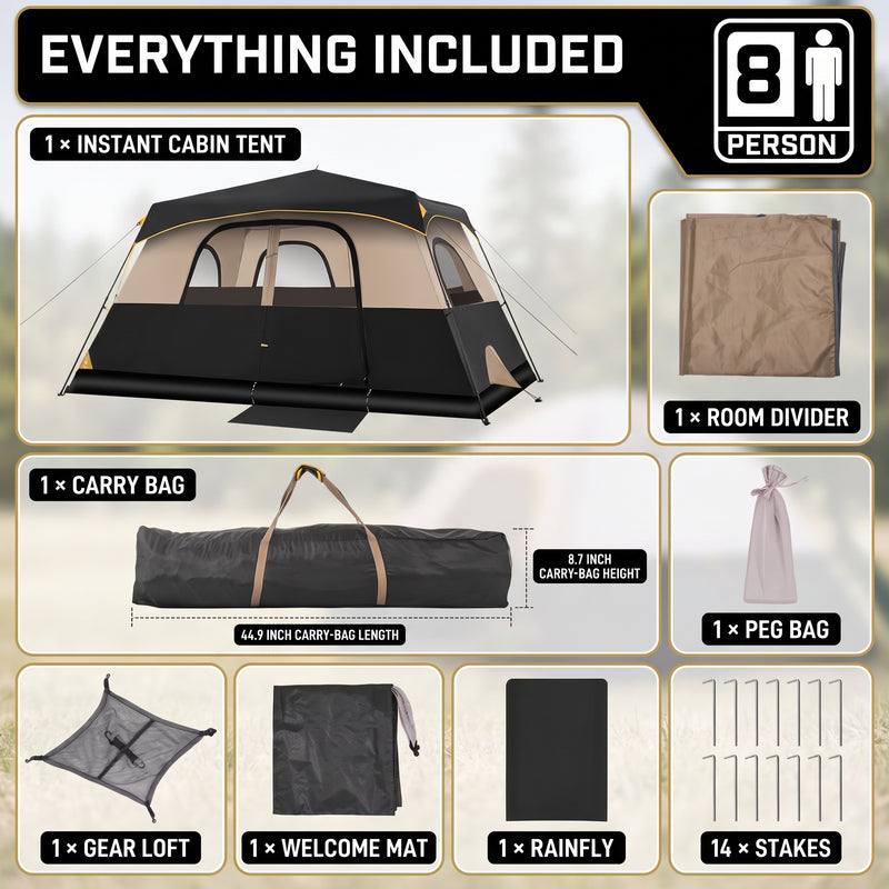 8–10 Person Instant Cabin Camping Tent with Room Divider - 6