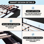 Lift-Up Storage Bed Frame with Upholstered Wingback Headboard - 6