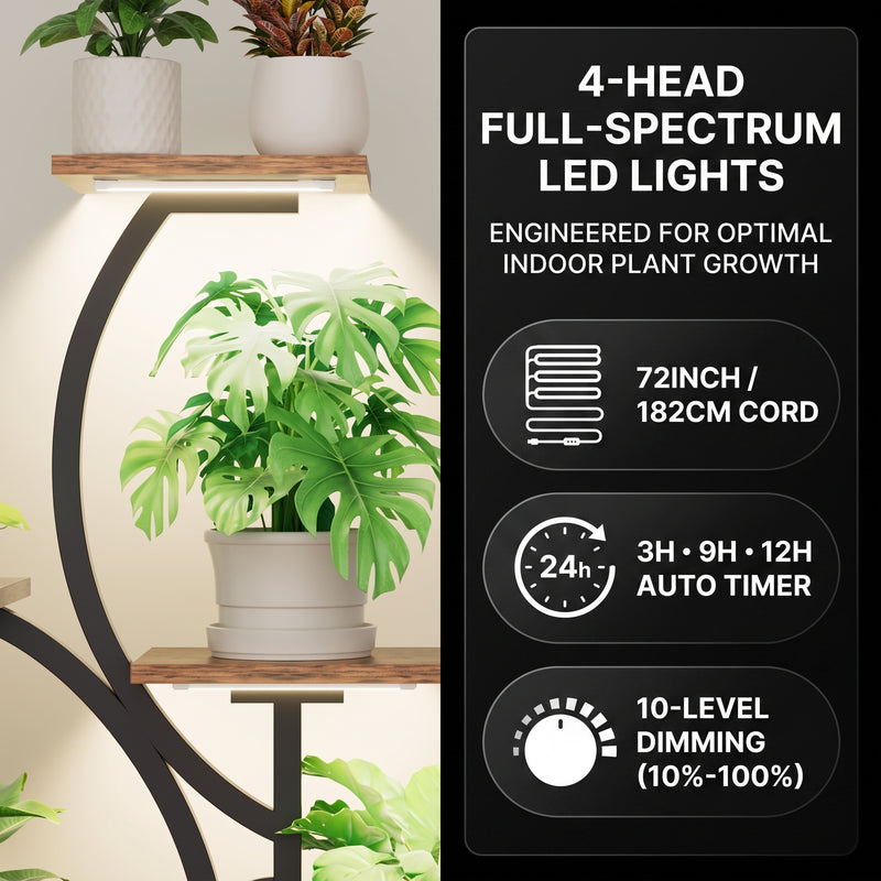 PLANT STAND WITH GROW LIGHTS – MULTI-TIER INDOOR SHELF - 6