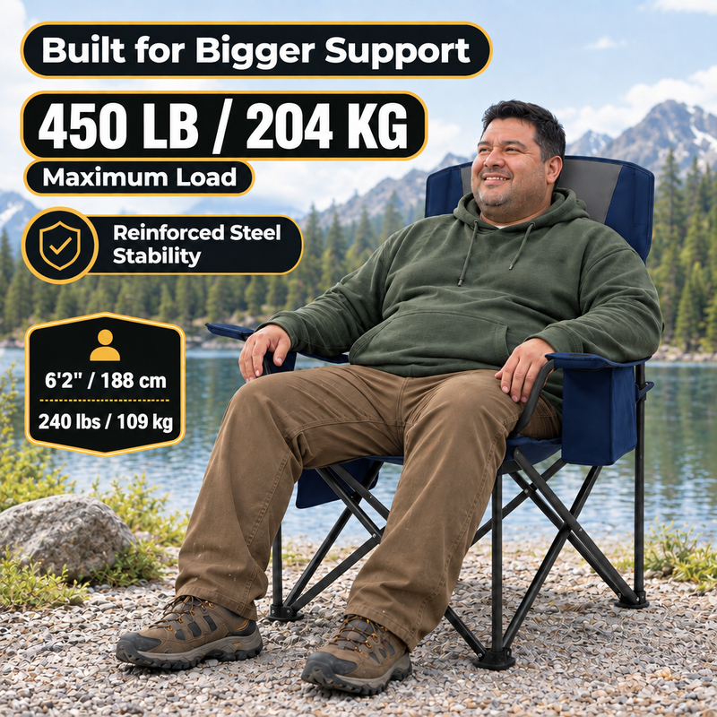 Heavy Duty Camping Chair with Cooler Storage – Single or Twin Pack - 6