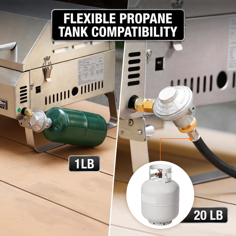 PORTABLE STAINLESS STEEL TABLETOP PROPANE GRILL – 2 & 3 BURNER OUTDOOR BBQ OPTIONS - 6