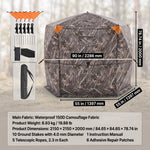 Silent Pop Up Hunting Blind with 270° See Through View – Waterproof Camo Ground Blind Tent for Turkey and Deer Hunting, 1-7 Person Capacity - 6