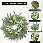 EUCALYPTUS WREATH FOR FRONT DOOR – FARMHOUSE GREENERY DÉCOR - 6