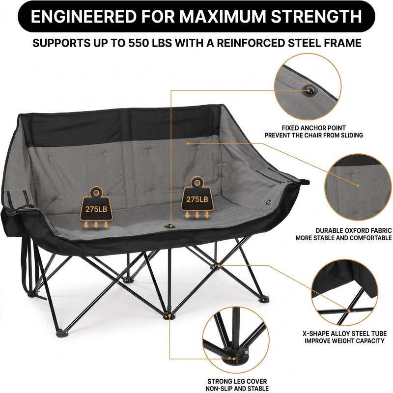 Heated Camping Chair for Adult Outdoor Activities - Portable Folding Heated Chair with 3 Adjustable Heat Levels, Heating Backrest Cushion Support 264LBS for Patio Camping (Battery Not Included) - 6