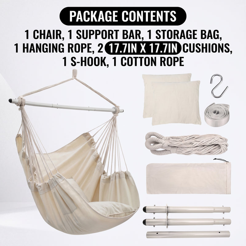 Premium Cotton Hanging Hammock Chair for Indoor & Outdoor Relaxation - 6