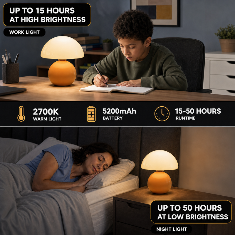 MUSHROOM LAMP – CORDLESS, RECHARGEABLE & TOUCH-DIMMABLE - 6