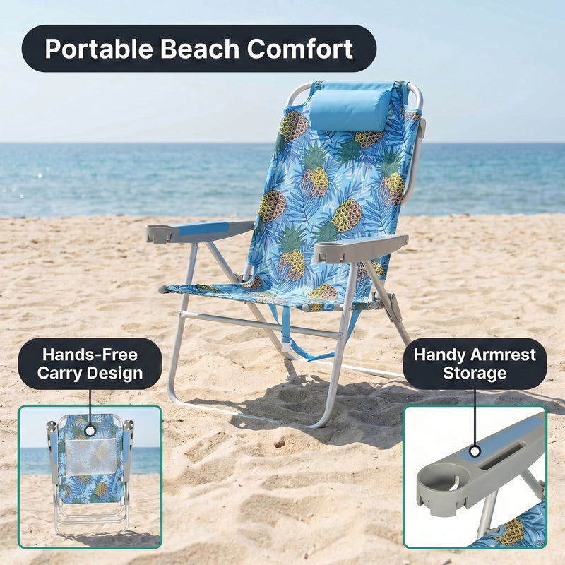 17" Big & Tall Oversized Beach Chairs 2-Pack – Heavy Duty Folding Outdoor Seating - 6