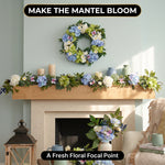 HYDRANGEA WREATH FOR FRONT DOOR – ARTIFICIAL FLORAL PORCH DÉCOR - 6