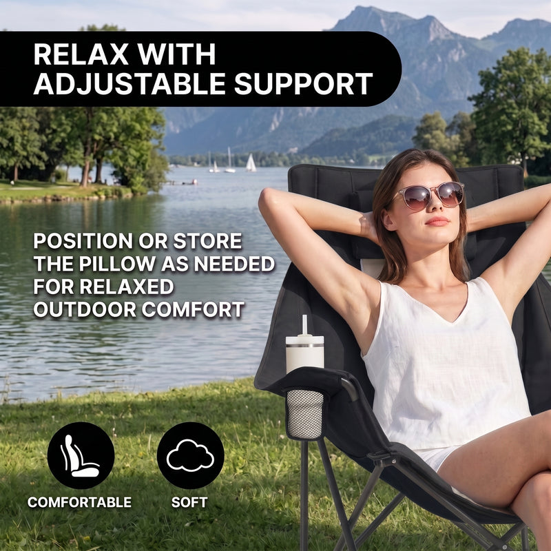 Oversized Folding Rocking Camping Chair with Padded Headrest - 6