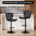 COUNTER BAR STOOLS SET OF 2 – ADJUSTABLE SWIVEL FAUX LEATHER SEATS - 6