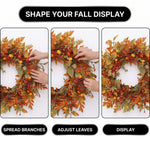 22-Inch Artificial Fall Wreath for Front Door – Berry, Pumpkin & Floral Styles - 6