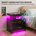 NIGHTSTAND WITH CHARGING STATION – LED, USB-C & DRAWERS - 6