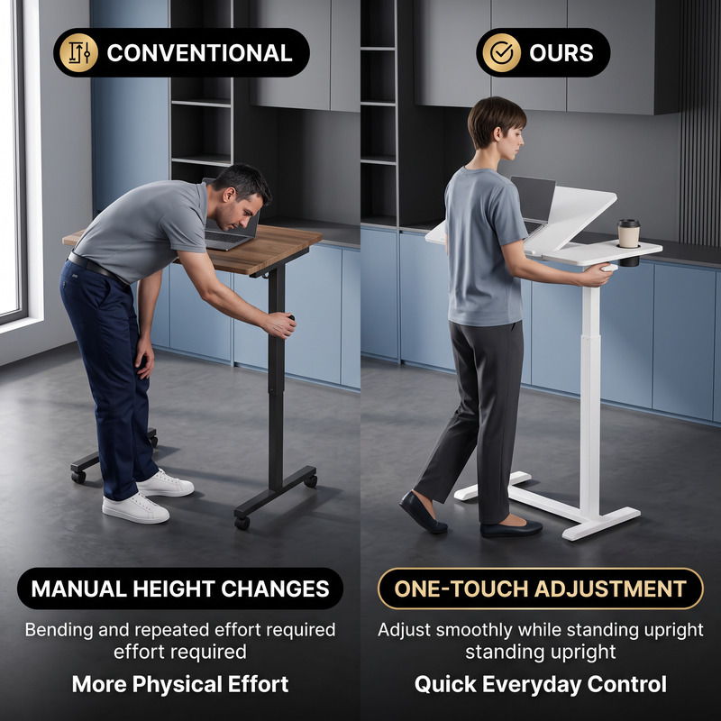 Adjustable Overbed Table With Wheels for Bed & Laptop - 6