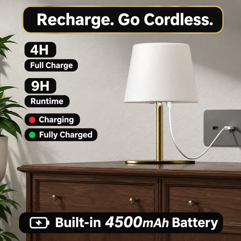 CORDLESS TABLE LAMP – RECHARGEABLE & WATERPROOF FOR SHOWER, BATHROOM AND OUTDOOR USE - 6