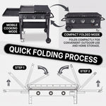 2 & 3 BURNER PORTABLE PROPANE FLAT TOP GRIDDLE – 20,000–45,000 BTU OUTDOOR GRIDDLE WITH SIDE SHELVES & CART - 6