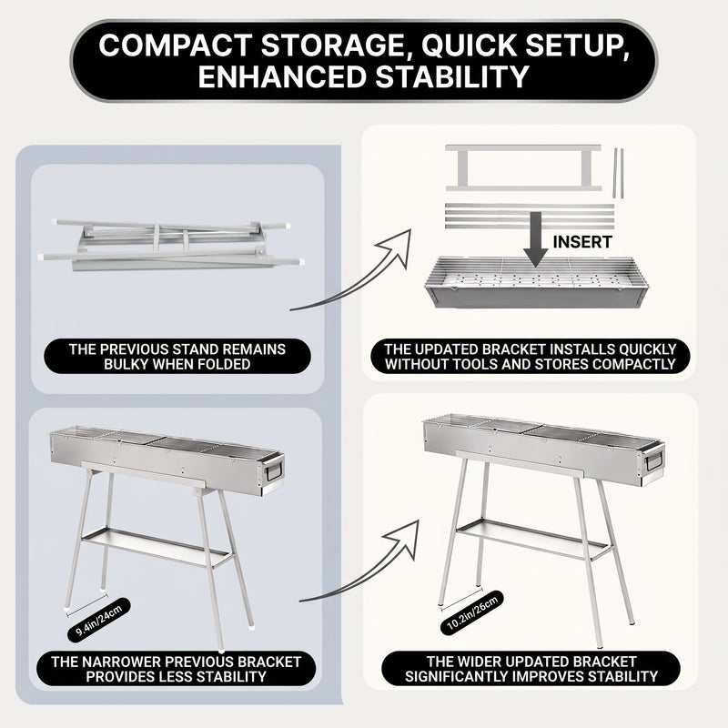 PORTABLE CHARCOAL HIBACHI GRILL – COMMERCIAL-QUALITY FOLDABLE BBQ GRILL FOR CAMPING, BACKYARD & OUTDOOR COOKING - 6