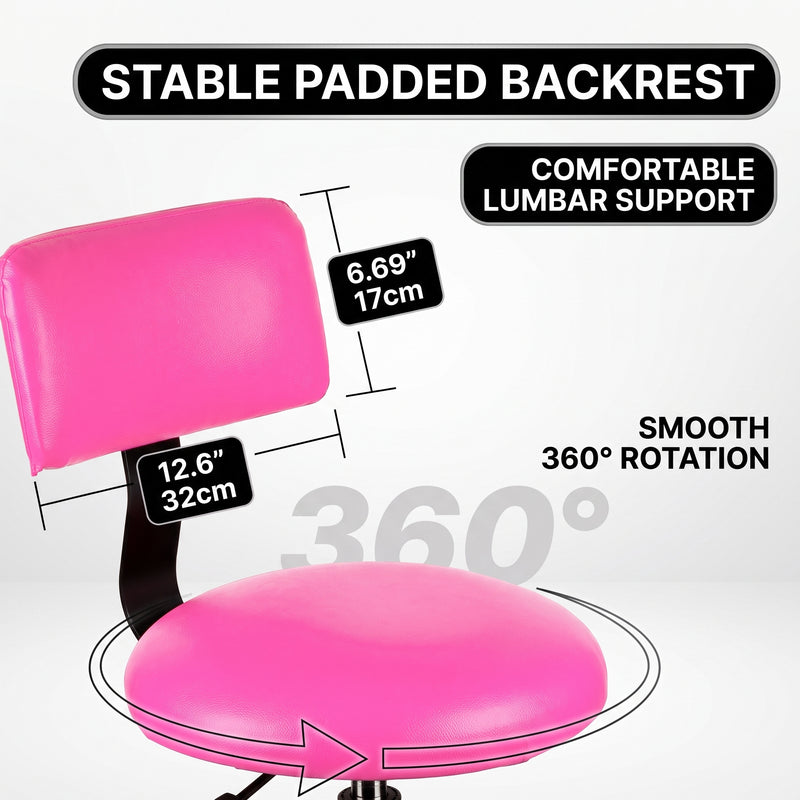 Adjustable Shop Stool with Backrest - Workbench Stool for Garage & Workshop, Swivel Bar Stool with Back Support, Padded Mechanic Stool - 6