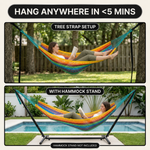 Handwoven Mayan Rope Double Hammock with Tree Straps, Carabiners & Carry Bag - 6