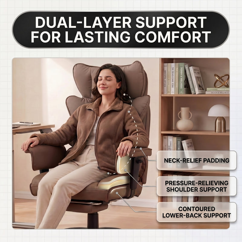 Big & Tall Office Chair with Footrest – Reclining Ergonomic Executive Chair, Wide Memory-Foam Seat, Adjustable Height - 6