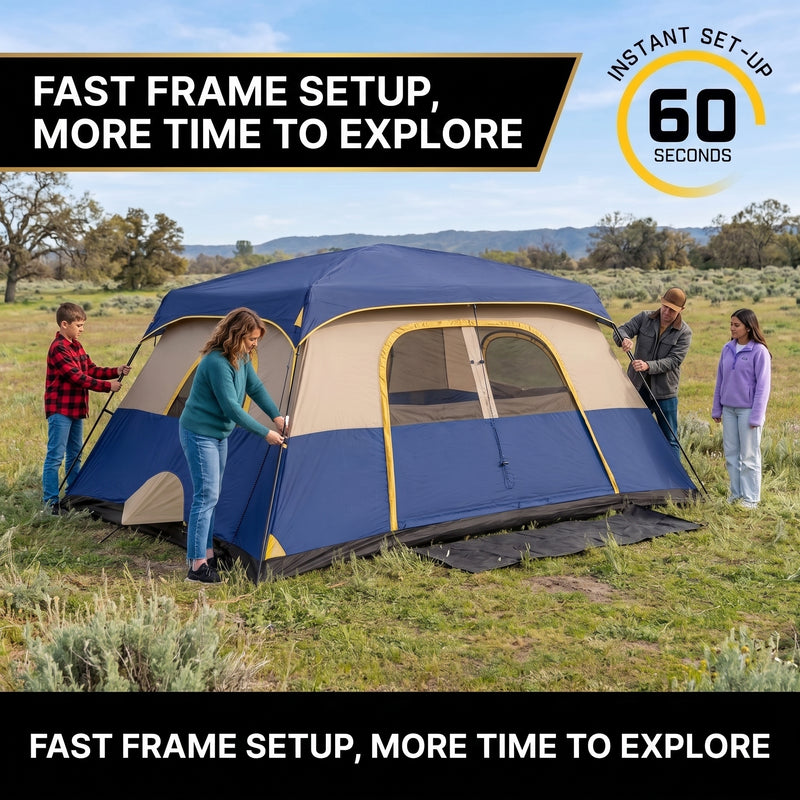8–10 Person Instant Cabin Camping Tent with Room Divider - 6