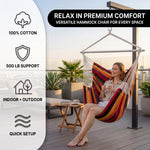 Premium Cotton Hanging Hammock Chair for Indoor & Outdoor Relaxation - 6