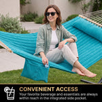 Outdoor Double Hammock with Stand for 2 – Heavy Duty Steel Frame, Pillow Included - 6