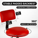 Adjustable Shop Stool with Backrest - Workbench Stool for Garage & Workshop, Swivel Bar Stool with Back Support, Padded Mechanic Stool - 6