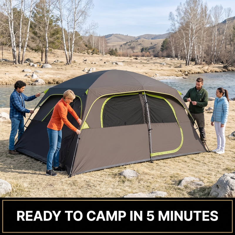5–8 PERSON FAMILY DOME CAMPING TENT – WATERPROOF OUTDOOR TENT WITH RAINFLY & CARRY BAG - 6