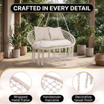 2-Person Hanging Hammock Chair with Cushion – Boho Macrame Swing for Indoor & Outdoor Relaxation - 6